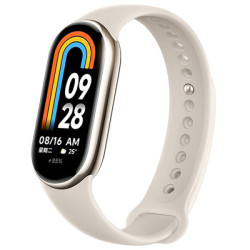 Фитнес-браслет Xiaomi Smart Band 8 (золотистый, с кремовым силиконовым ремешком, китайская версия) - фото